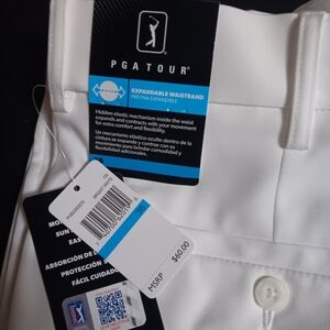 PGA Tour Flat Front, expandable waist 36 white